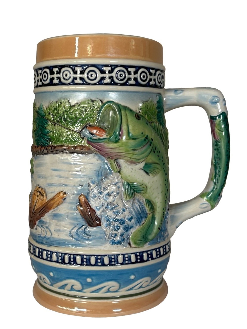American Angler Largemouth Bass Beer Stein 3D Fishing Mug Carolina Collection